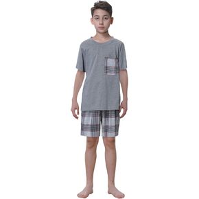 Big Boys Classic Plaid Pajama Set Cotton Sleepwear Teens 10-20Years