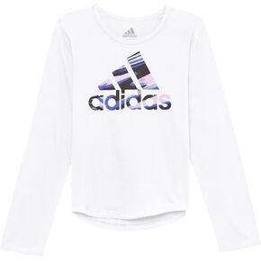 adidas Girls' Long Sleeve Graphic Scoop Neck Tee in Saudi Arabia