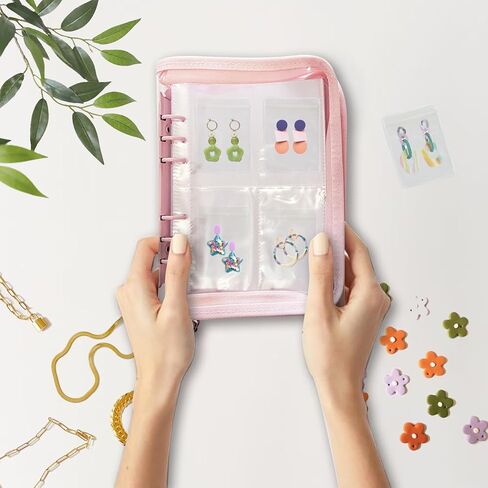 منظم مجوهرات شفاف لتخزين الاقراط من شياموي مع جيوب متعددة لتنظيم المجوهرات والاساور والخواتم والقلائد in Kuwait