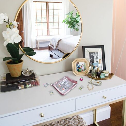 منظم مجوهرات شفاف لتخزين الاقراط من شياموي مع جيوب متعددة لتنظيم المجوهرات والاساور والخواتم والقلائد in Kuwait