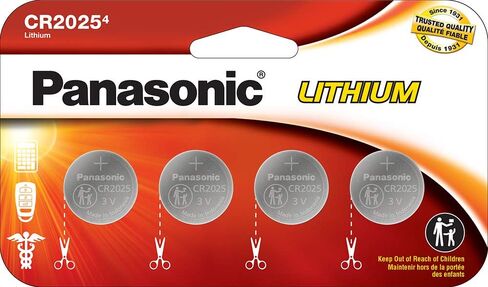 Panasonic CR2025 3.0 Volt Long Lasting Lithium Coin Cell Batteries in Child Resistant, Standards Based Packaging, 4 Pack in Saudi Arabia