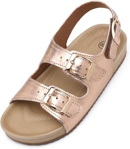 Girls Boys Sandal Adjustable Double Buckle Casual Flat Open Toe Lightweight Summer Shoes Hook Loop Sandal for Toddler Little Big Kid in Kuwait