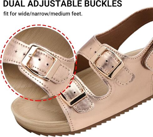 Girls Boys Sandal Adjustable Double Buckle Casual Flat Open Toe Lightweight Summer Shoes Hook Loop Sandal for Toddler Little Big Kid in Kuwait