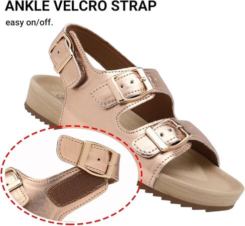 Girls Boys Sandal Adjustable Double Buckle Casual Flat Open Toe Lightweight Summer Shoes Hook Loop Sandal for Toddler Little Big Kid in Kuwait