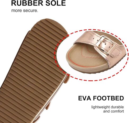 Girls Boys Sandal Adjustable Double Buckle Casual Flat Open Toe Lightweight Summer Shoes Hook Loop Sandal for Toddler Little Big Kid in Kuwait