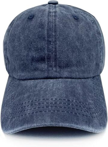 Waldeal Girls' Ponytail Hat Cute Vintage Distressed Adjustable Kids Plain Baseball Dad Cap in Kuwait