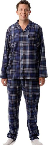 #followme Men’s Plaid Button Front Flannel Pajamas Set - Long Sleeve Long Pant in Kuwait