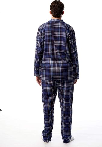 #followme Men’s Plaid Button Front Flannel Pajamas Set - Long Sleeve Long Pant in Kuwait