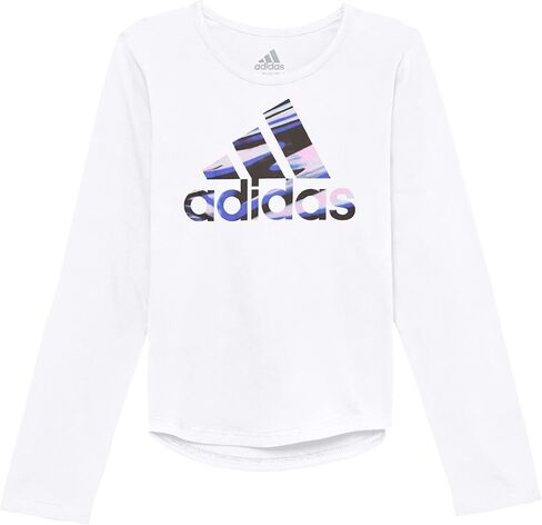 adidas Girls' Long Sleeve Graphic Scoop Neck Tee in Saudi Arabia