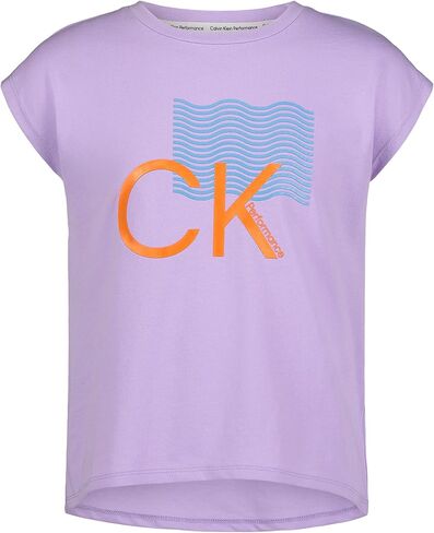 Calvin Klein Girls' Short Sleeve Performance T-Shirt, Crew-Neck Neckline & Logo Detailing in Saudi Arabia