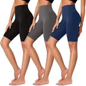 MOREFEEL 3 قطع من شورتات راكبي الدراجات النارية الناعمة للنساء - 5 بوصات/8 بوصات عالية الخصر للتحكم في البطن وتمارين اليوغا والجري وصالة الألعاب الرياضية in Kuwait