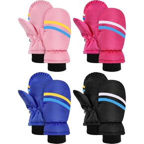 4 Pairs Kids Ski Gloves Waterproof Warm Snow Mittens Winter Warm Gloves for Outdoor Activities in Saudi Arabia
