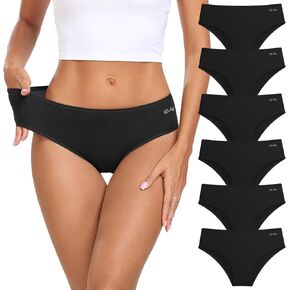 coskefy Women's Underwear Cotton Hipster Panties Low Rise Briefs Soft Strench Breathable Ladies Bikini Underwear 6 Pack