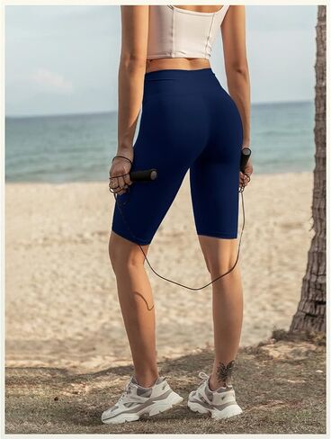 MOREFEEL 3 قطع من شورتات راكبي الدراجات النارية الناعمة للنساء - 5 بوصات/8 بوصات عالية الخصر للتحكم في البطن وتمارين اليوغا والجري وصالة الألعاب الرياضية in Kuwait