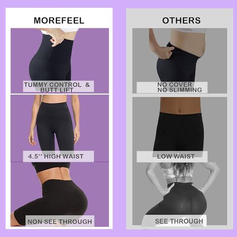 MOREFEEL 3 قطع من شورتات راكبي الدراجات النارية الناعمة للنساء - 5 بوصات/8 بوصات عالية الخصر للتحكم في البطن وتمارين اليوغا والجري وصالة الألعاب الرياضية in Kuwait