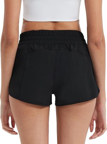 Attifall Running Shorts for Women,Women's Quick Dry Workout Sports Active Running Track Shorts with Elastic and Zip Pockets in Saudi Arabia
