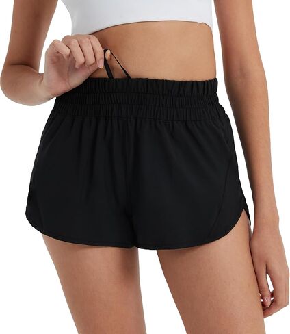 Attifall Running Shorts for Women,Women's Quick Dry Workout Sports Active Running Track Shorts with Elastic and Zip Pockets in Saudi Arabia