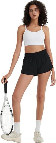 Attifall Running Shorts for Women,Women's Quick Dry Workout Sports Active Running Track Shorts with Elastic and Zip Pockets in Saudi Arabia