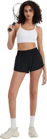 Attifall Running Shorts for Women,Women's Quick Dry Workout Sports Active Running Track Shorts with Elastic and Zip Pockets in Saudi Arabia