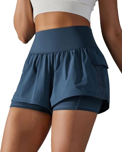 Iserkafe Athletic Shorts for Women Running Shorts Gym Yoga High Waisted Elastic Waistband Spandex Workout Shorts in Kuwait