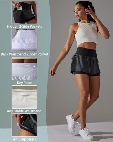 Iserkafe Athletic Shorts for Women Running Shorts Gym Yoga High Waisted Elastic Waistband Spandex Workout Shorts in Kuwait