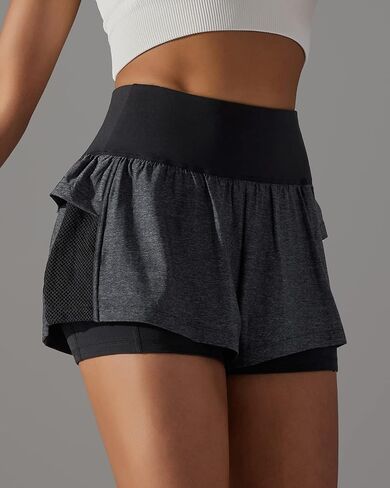 Iserkafe Athletic Shorts for Women Running Shorts Gym Yoga High Waisted Elastic Waistband Spandex Workout Shorts in Kuwait