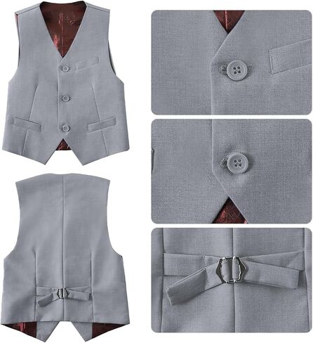 Boys Suits Slim Fit 4 Piece Formal Dresswear Suit for Kids Tuxedo Wedding Set Toddler Boy Dress with Vest Shirt Pants and Tie in Kuwait