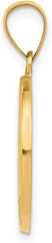 Latin Cross or Dove and Confirmation Word on Round Medal Pendant in Real 14k Yellow Gold in Kuwait