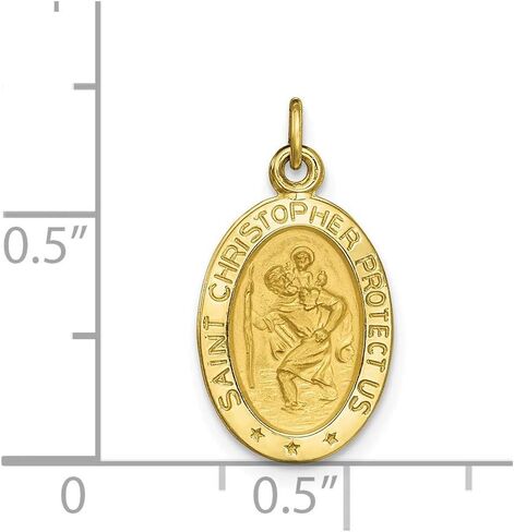 Sonia Jewels 10k Yellow Gold Solid Satin Polished St. Christopher Pendant (25mm x 11mm) in Saudi Arabia
