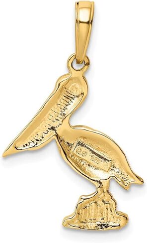 FB JEWELS Solid 14K Yellow Gold Pelican Pendant (0.59 x 0.94 Inches) in Saudi Arabia