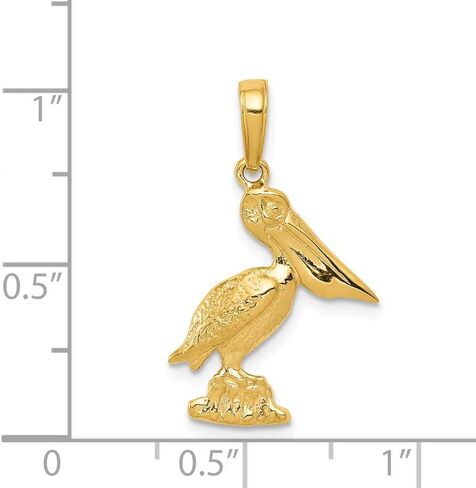 FB JEWELS Solid 14K Yellow Gold Pelican Pendant (0.59 x 0.94 Inches) in Saudi Arabia