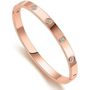 My Daily Styles Stainless Steel Womens Hinged CZ Bangle Bracelet Size 7 Inches in Kuwait