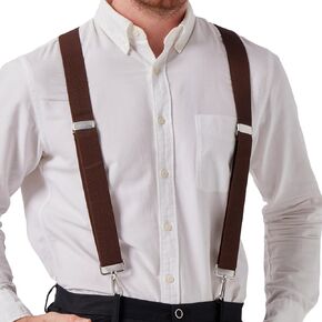 LazarsSpace Men's X-Back Suspenders with Four Swivel Hooks - Stylish and Durable 1 3/8" Wide Elastic Straps