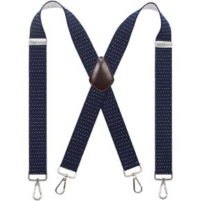 Bioterti Men’s Heavy Duty X- Back 1.4 Inch Suspenders with 4 Snap Hooks