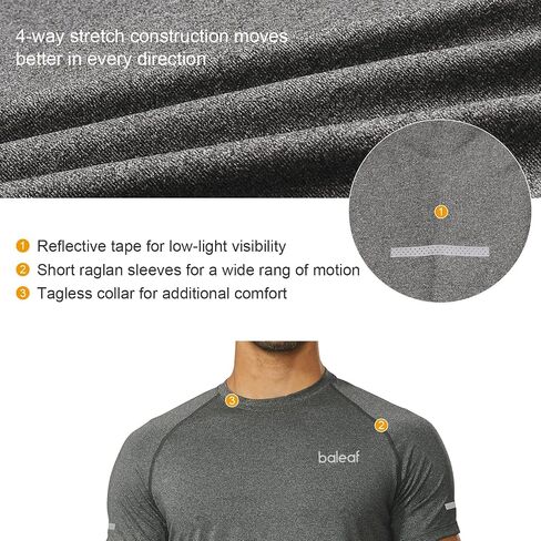 BALEAF Men's Running Workout Shirts Short Sleeve Athletic T-Shirt Quick Dry in Kuwait