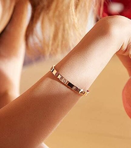 My Daily Styles Stainless Steel Womens Hinged CZ Bangle Bracelet Size 7 Inches in Kuwait