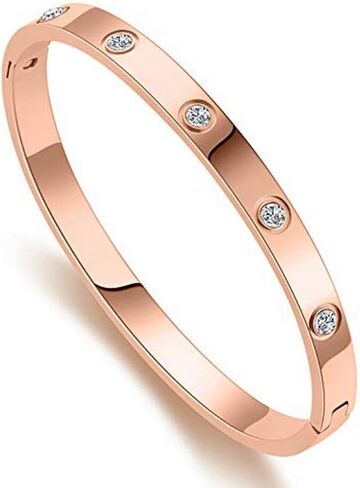 My Daily Styles Stainless Steel Womens Hinged CZ Bangle Bracelet Size 7 Inches in Kuwait