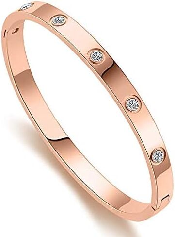My Daily Styles Stainless Steel Womens Hinged CZ Bangle Bracelet Size 7 Inches in Kuwait
