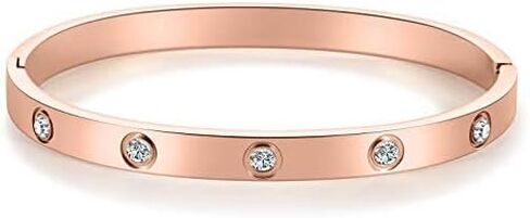 My Daily Styles Stainless Steel Womens Hinged CZ Bangle Bracelet Size 7 Inches in Kuwait