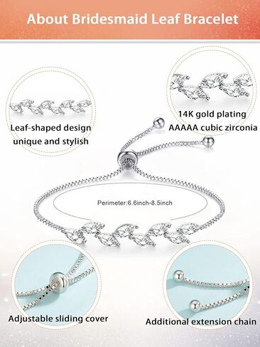 DHQH Bridesmaids Gift Set of 6 or 4 Bridesmaid Bracelet 18K Gold Plated Leaf Bracelet I Couldn’t Tie a Knot Without You Wedding Bridesmaid Proposal Bracelets Jewelry Gifts for Women in Kuwait