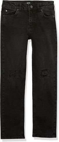 Hudson Jeans Girls' Straight Leg Stretch Denim Jean, Washed Black, 12 in Kuwait