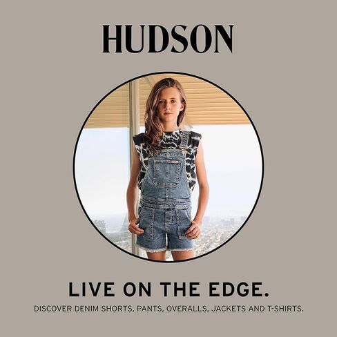 سراويل وبنطال جينز مطاطي كامل الطول للفتيات من HUDSON، مقاس نحيف، خصر مرتفع، أسود مغسول، 12 in Kuwait