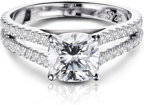مقلد وسادة قطع الماس 7 * 7mm 2ct خواتم الخطبة والزفاف 925 فضة وعد خاتم الذكرى للنساء أحجام 5-10 in Saudi Arabia