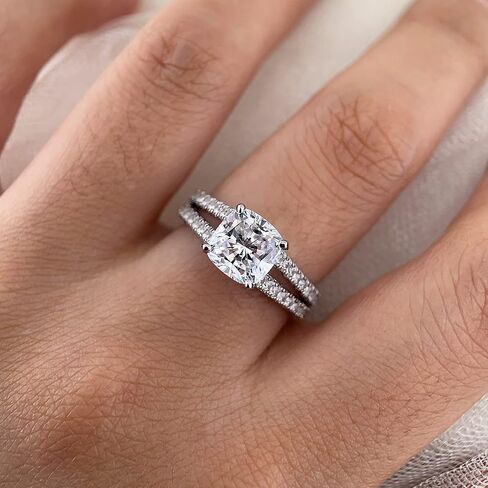 مقلد وسادة قطع الماس 7 * 7mm 2ct خواتم الخطبة والزفاف 925 فضة وعد خاتم الذكرى للنساء أحجام 5-10 in Saudi Arabia