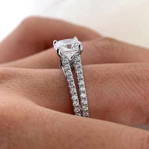 مقلد وسادة قطع الماس 7 * 7mm 2ct خواتم الخطبة والزفاف 925 فضة وعد خاتم الذكرى للنساء أحجام 5-10 in Saudi Arabia