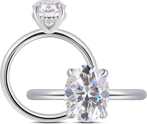 Getlove 1.5-3ct البيضاوي مويسانيتي خاتم الخطوبة 18K الذهب الأبيض مطلي الصلبة الفضة D-اللون VVS1 خاتم سوليتير خاتم الوعد in Kuwait