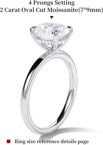 Getlove 1.5-3ct البيضاوي مويسانيتي خاتم الخطوبة 18K الذهب الأبيض مطلي الصلبة الفضة D-اللون VVS1 خاتم سوليتير خاتم الوعد in Kuwait