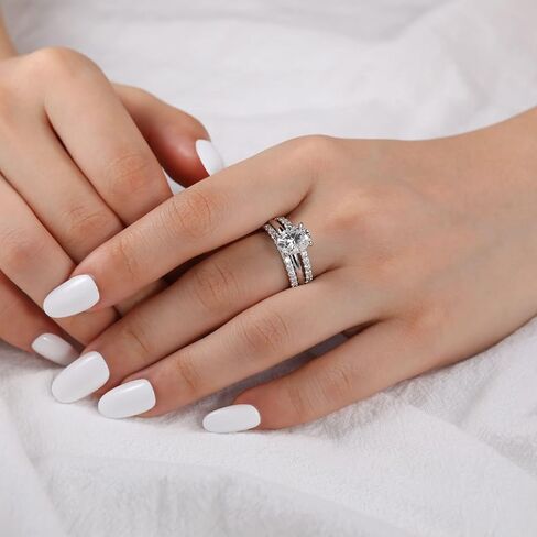 Getlove 1.5-3ct البيضاوي مويسانيتي خاتم الخطوبة 18K الذهب الأبيض مطلي الصلبة الفضة D-اللون VVS1 خاتم سوليتير خاتم الوعد in Kuwait