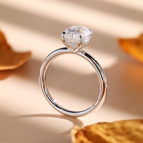 Getlove 1.5-3ct البيضاوي مويسانيتي خاتم الخطوبة 18K الذهب الأبيض مطلي الصلبة الفضة D-اللون VVS1 خاتم سوليتير خاتم الوعد in Kuwait