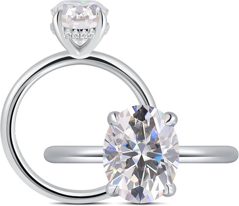 Getlove 1.5-3ct البيضاوي مويسانيتي خاتم الخطوبة 18K الذهب الأبيض مطلي الصلبة الفضة D-اللون VVS1 خاتم سوليتير خاتم الوعد in Kuwait